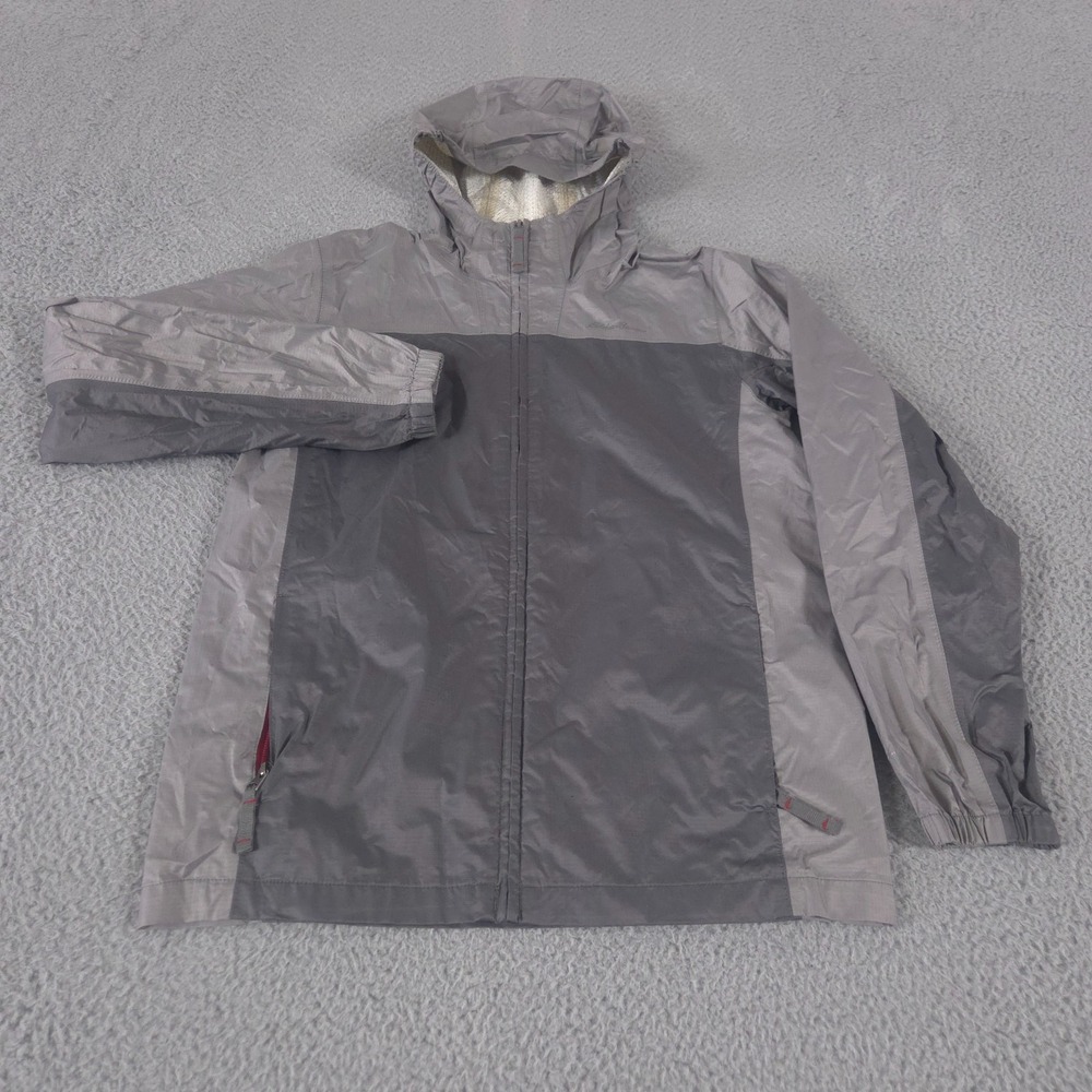 Eddie Bauer Jacket Boys XL 14 Gray Full Zip Nylon‎ Rain Coat Breathable Hiking